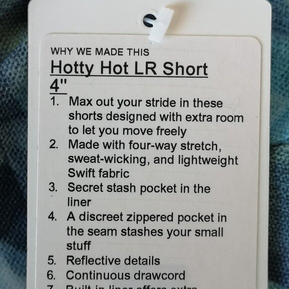 NWT LULULEMON CTSW/BLGW Blue Multi LTWT Low Rise Hotty Hot 4" Lined Shorts 4 - Picture 8 of 8